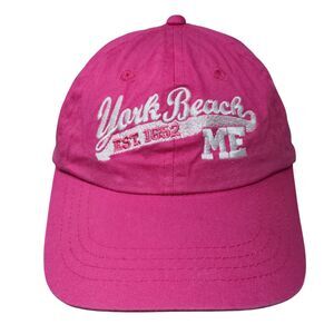 York Beach Me Est. 1652 Slideback Hat Pink One Size Embroidered Kid U Not Cotton
